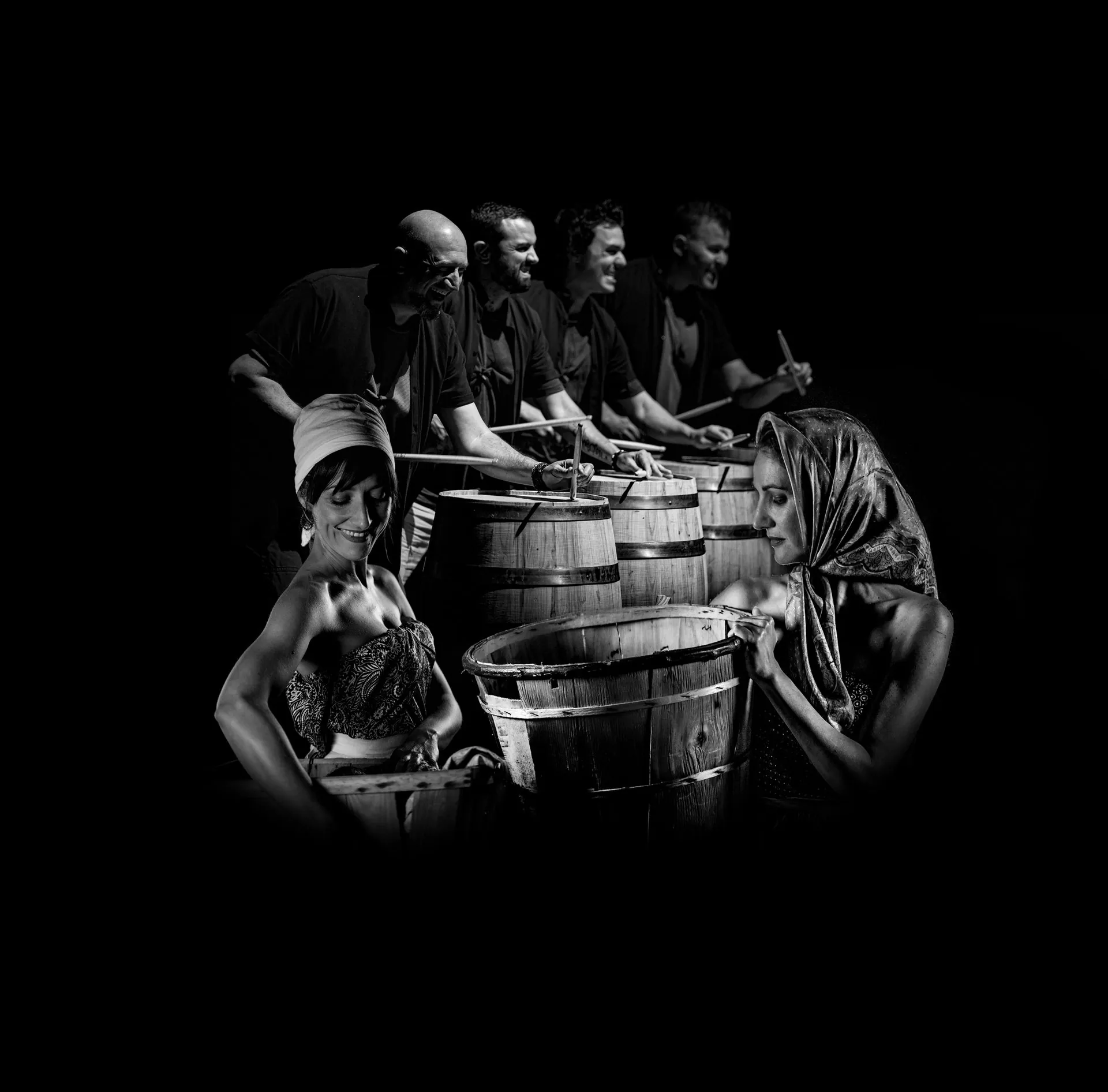 Percussionists on barrels